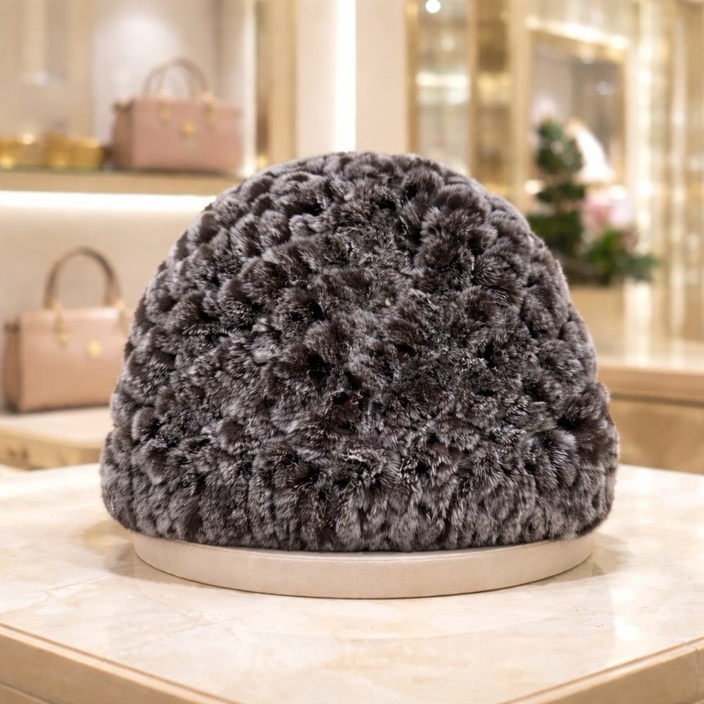 Unbranded Reversible Knit Beanie Faux Rabbit‎ Fur Hat in Chocolate Brown Cozy